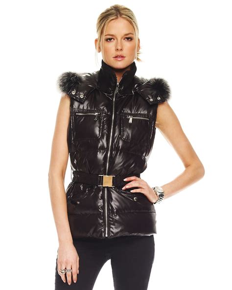 michael kors pink vest|Michael Kors black puffer vest.